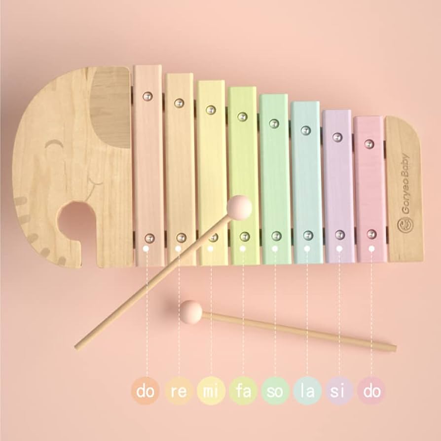 Amazon | Bingxin 8音 木琴 象の形 無垢材ピアノ 知育玩具 楽器